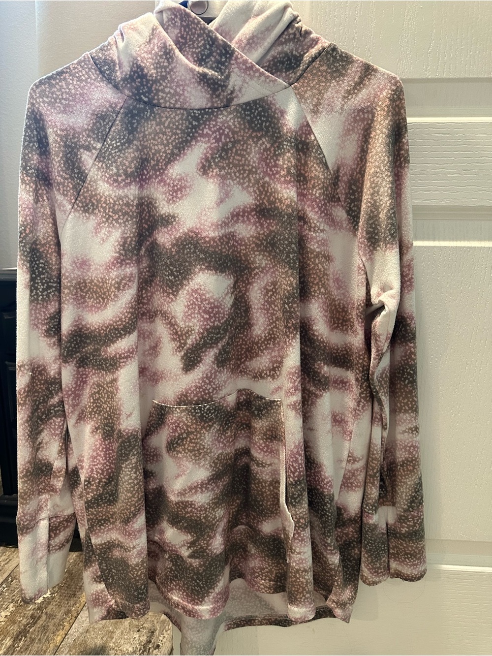 LuLaRoe Long Sleeve Pullover Hoodie in Mauve, Cream & Brown